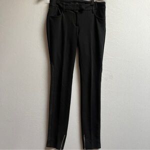 Barbara Bui Slim Fit Pants Lamb Leather Trim Zipper Hem Black Size 29